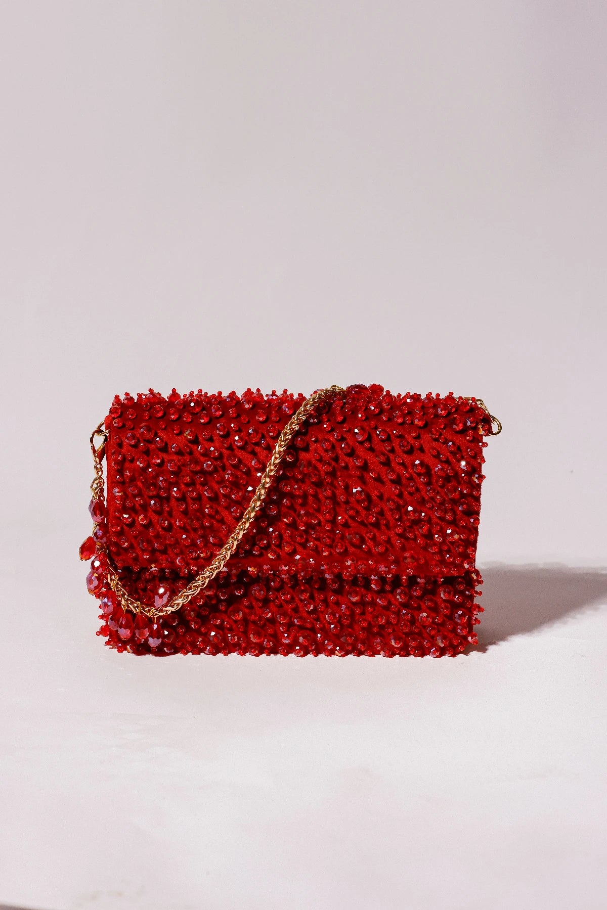 Luxury red shoulder bag for cocktail parties and evening events