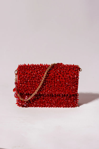 Luxury red shoulder bag for cocktail parties and evening events