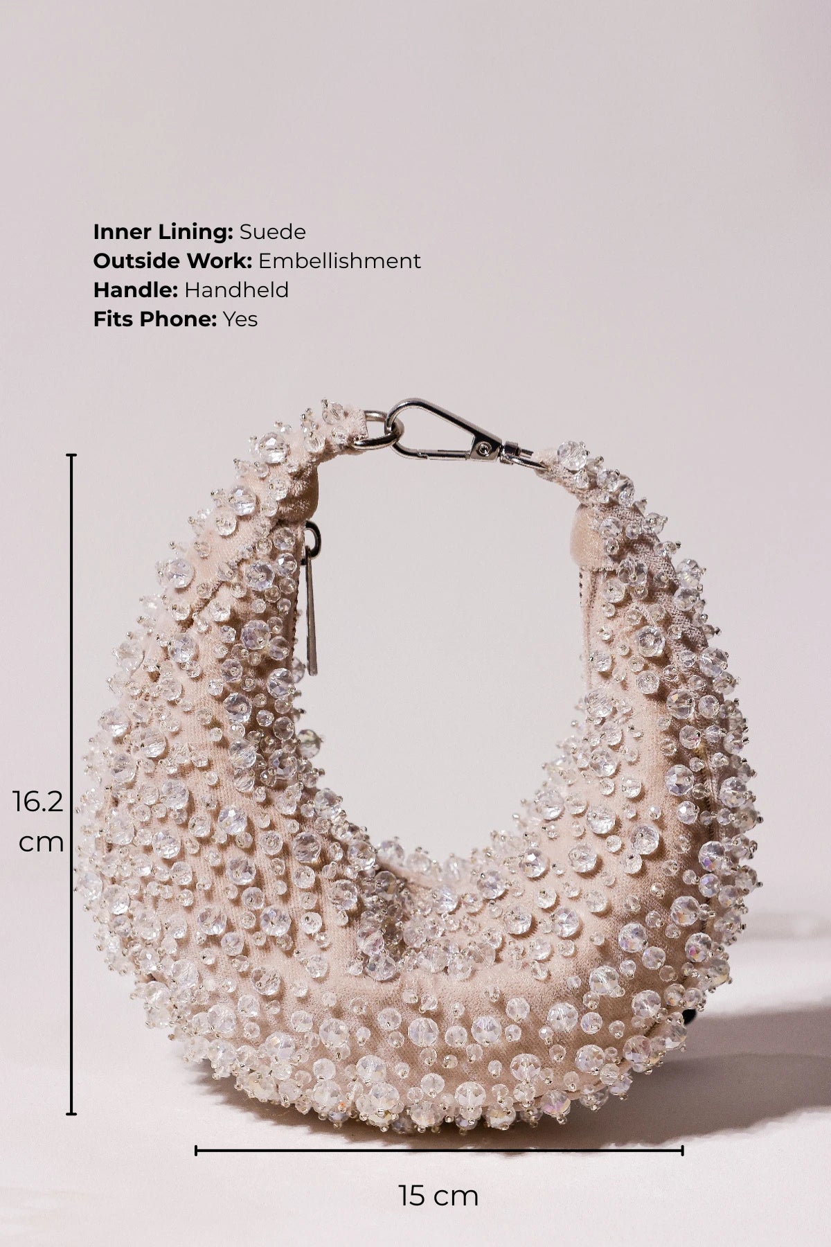 Handcrafted silver beaded hobo bag designed for special occasions