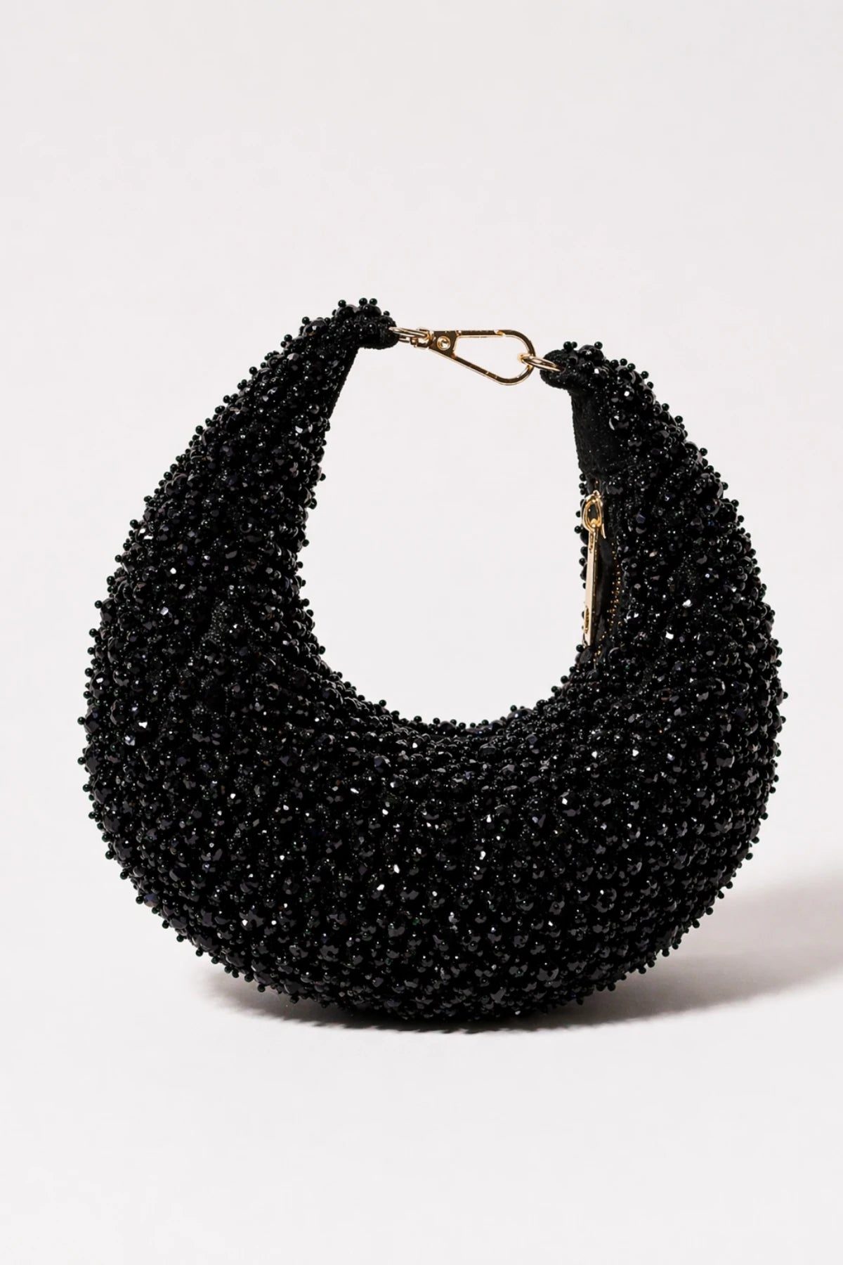 Midnight Black Hobo Bag with handcrafted bead embellishments