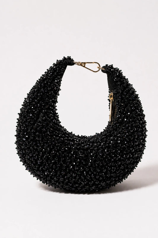 Midnight Black Hobo Bag with handcrafted bead embellishments