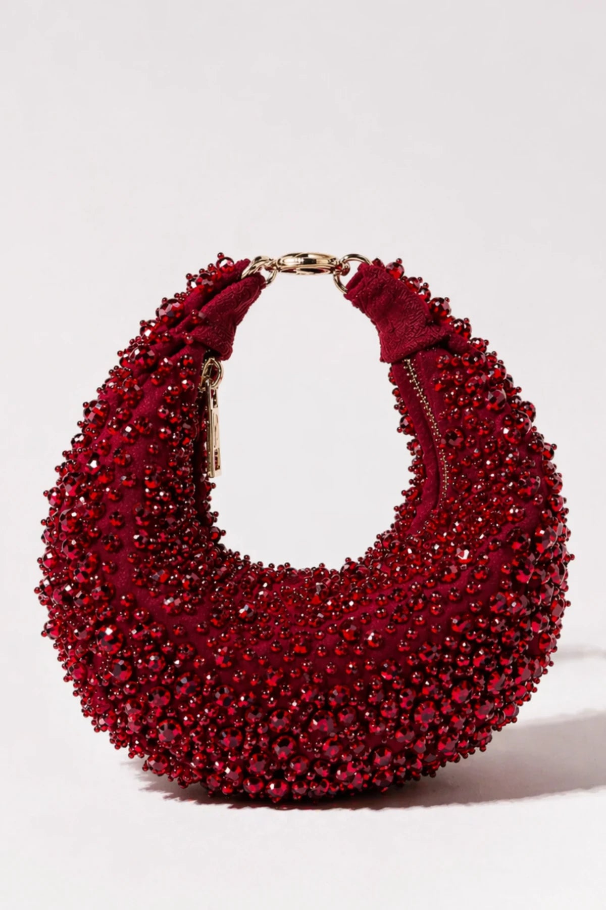 Midnight Red Hobo Bag with handcrafted bead embellishments