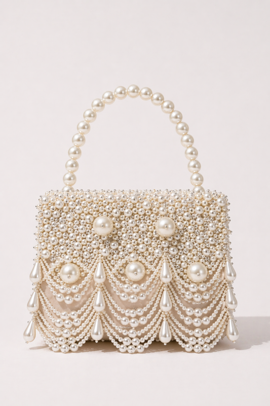 Moti Mahal pearl wedding handbag with layered pearl detailing