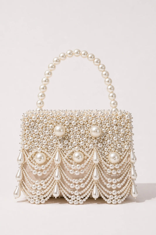 Moti Mahal pearl wedding handbag with layered pearl detailing