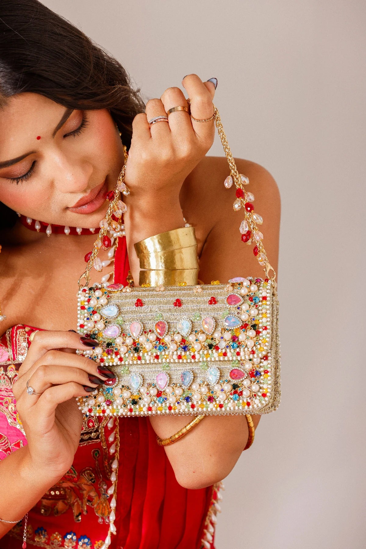 Multicolour wedding shoulder bag for brides and wedding guests