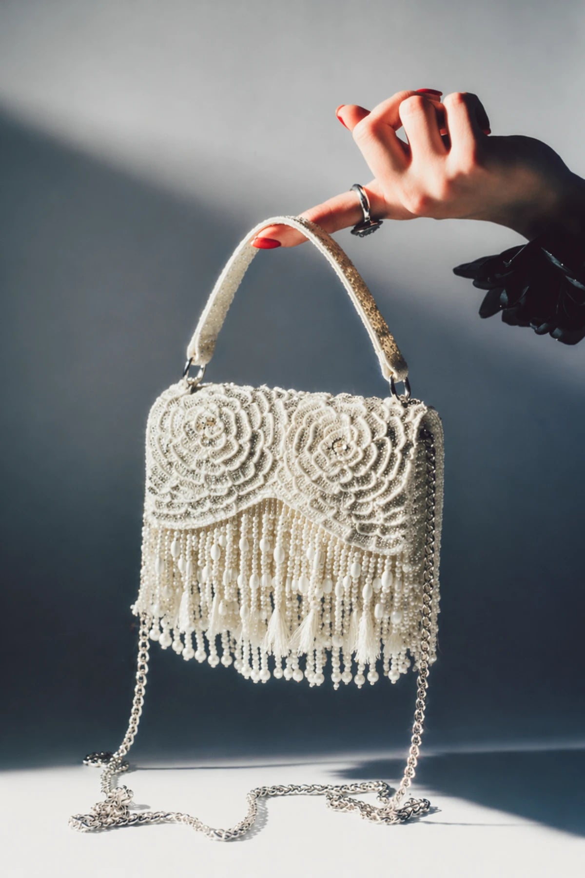 Party clutch bag for women with structured silhouette