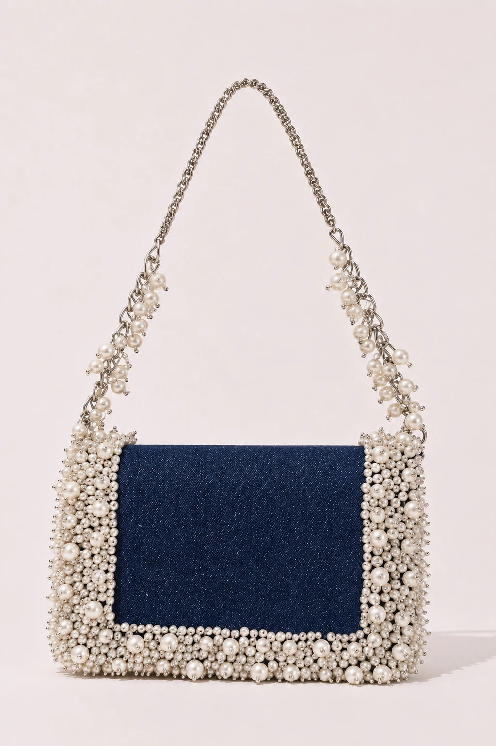 Pearl embellished party bag for women with elegant detailing