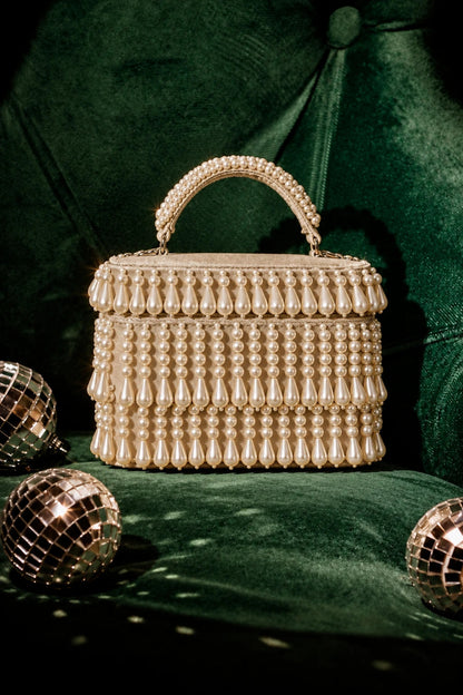 Pearl vanity bag for women with handcrafted detailing