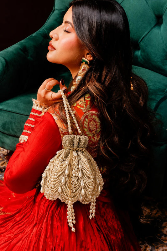 Embellished pearl potli