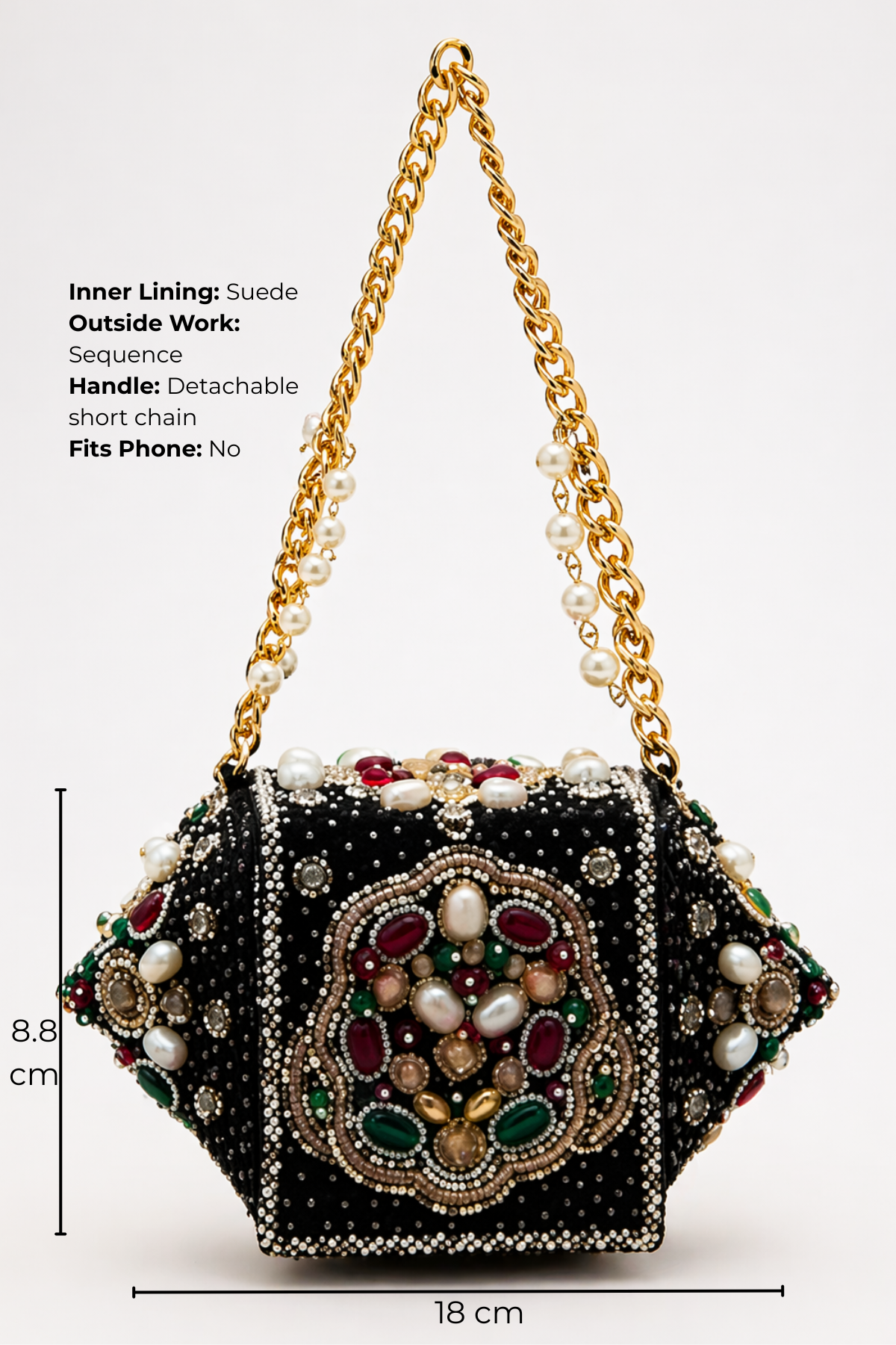 Potli bag for women handcrafted with pearls and bead embroidery