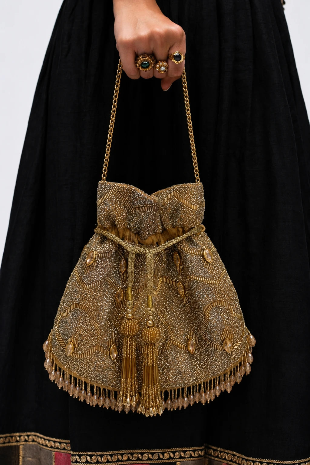 Handcrafted potli bags for women designed for weddings and celebrations