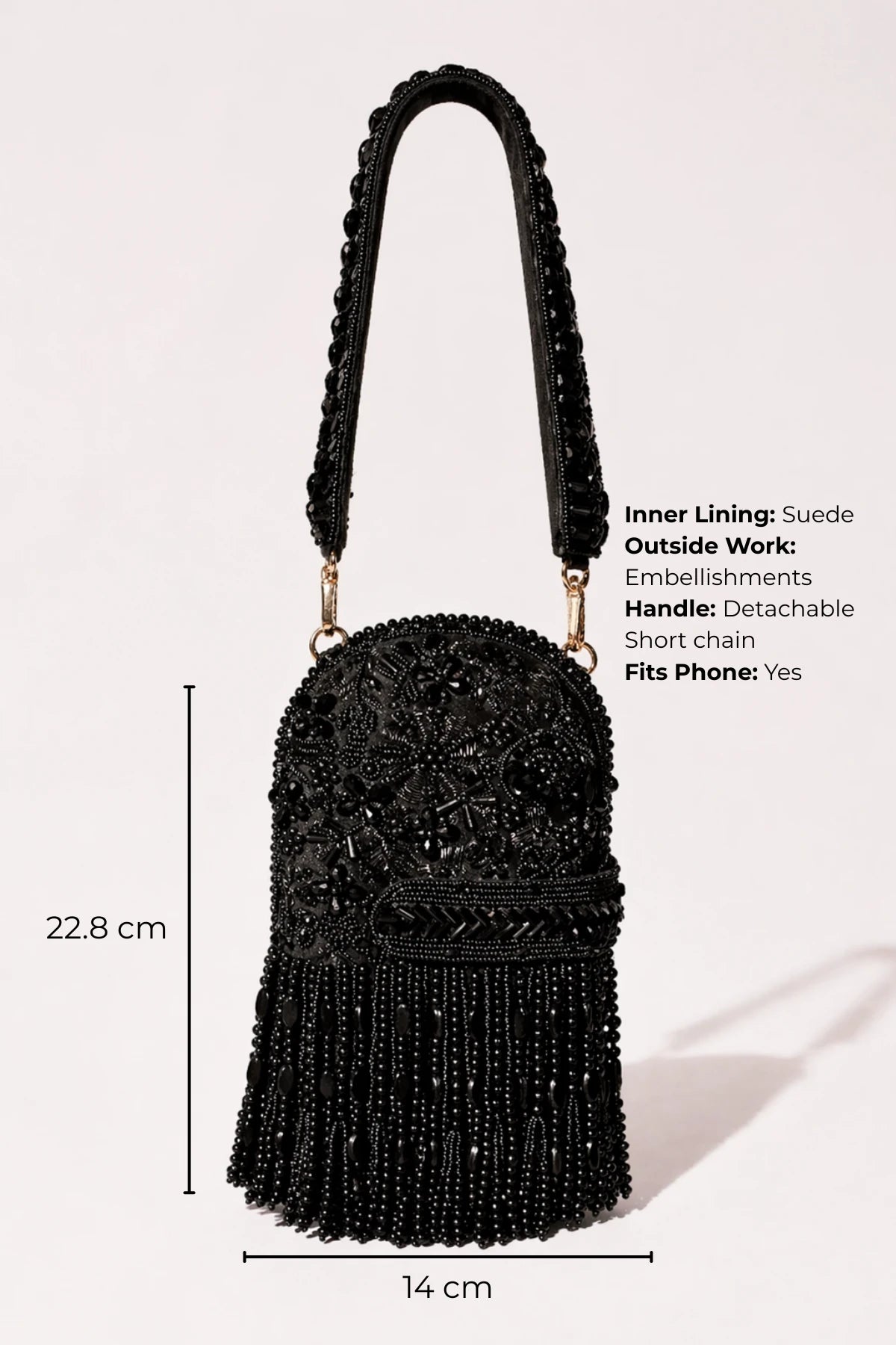 Premium black clutch bag for receptions and special occasions
