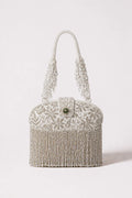 Saanjh Silver Clutch Bag