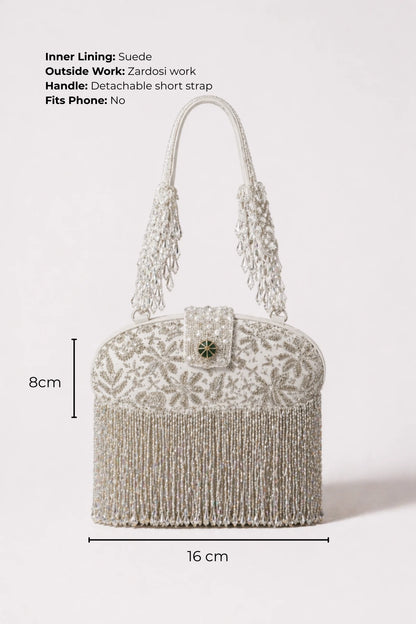 Silver clutch bag for sangeet celebrations and festive occasions
