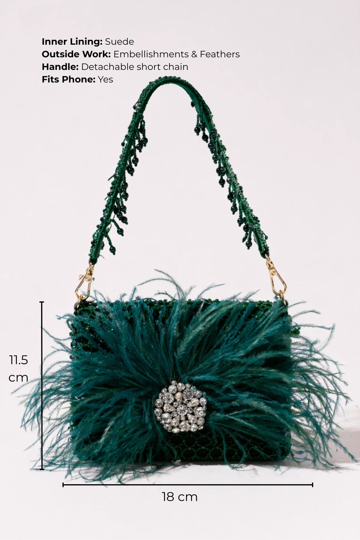 Green shoulder bag for sangeet celebrations and festive events
