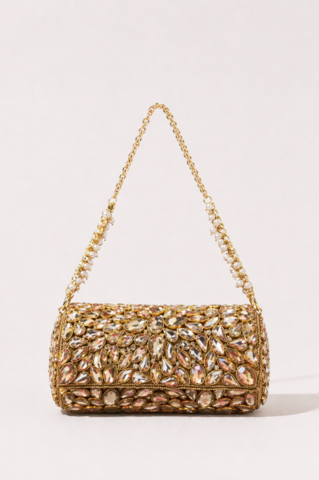 Sheesh Mahal Golden Clutch Bag with handcrafted mirror embellishments