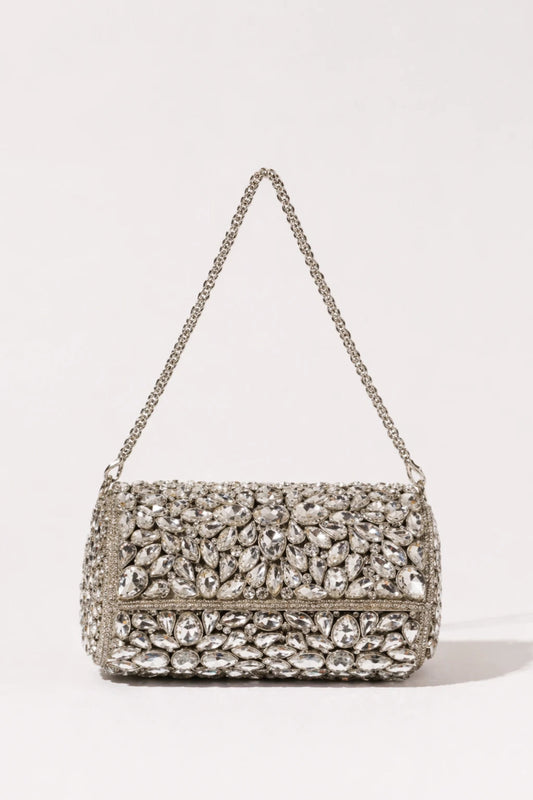 Sheesh Mahal Silver Clutch Bag with handcrafted mirror embellishments