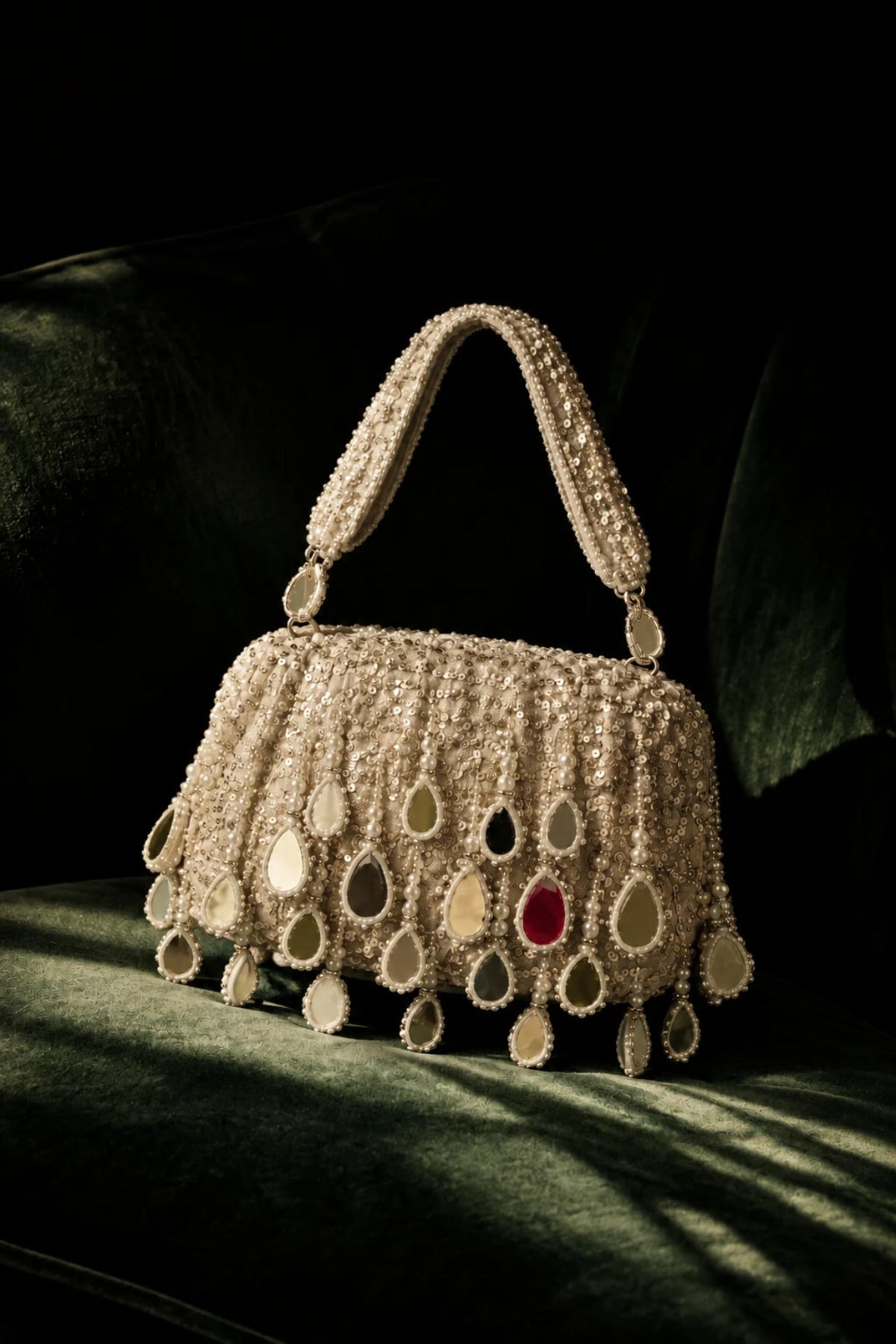 Silver shoulder bag for festivals and traditional celebrations