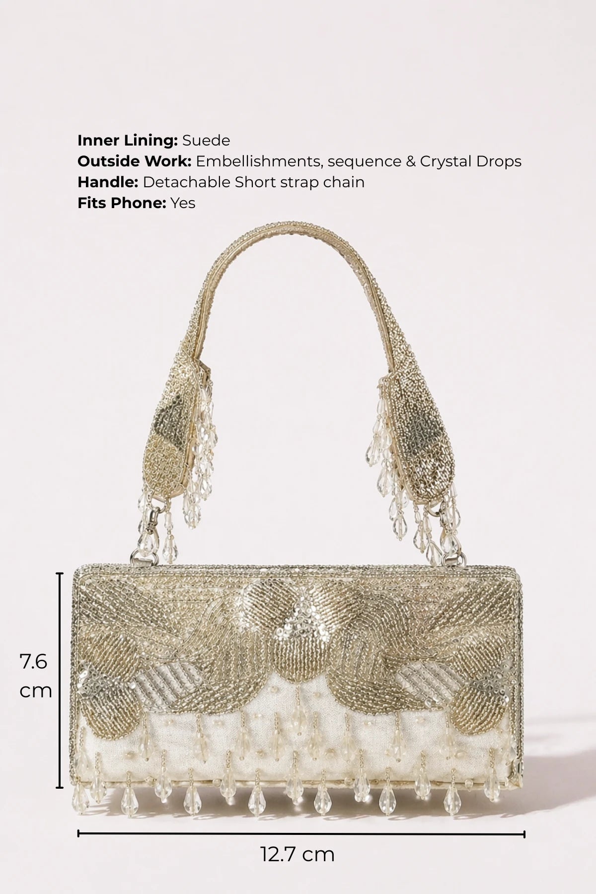Silver shoulder bag for women for wedding and festive occasions