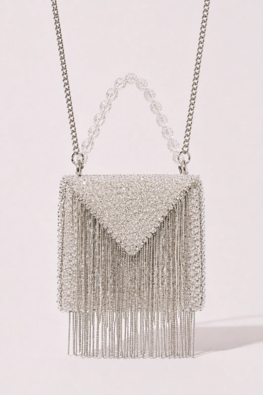Starlight White Mini Bag with handcrafted crystal bead work