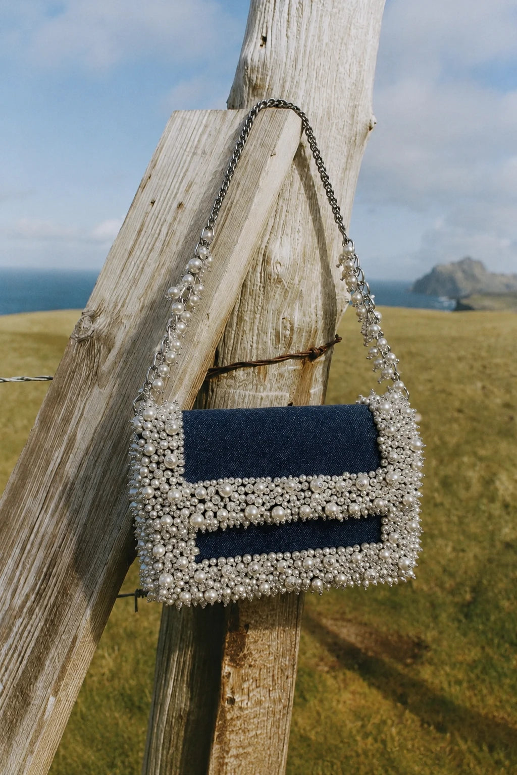 Statement party bag for women with pearl detailing