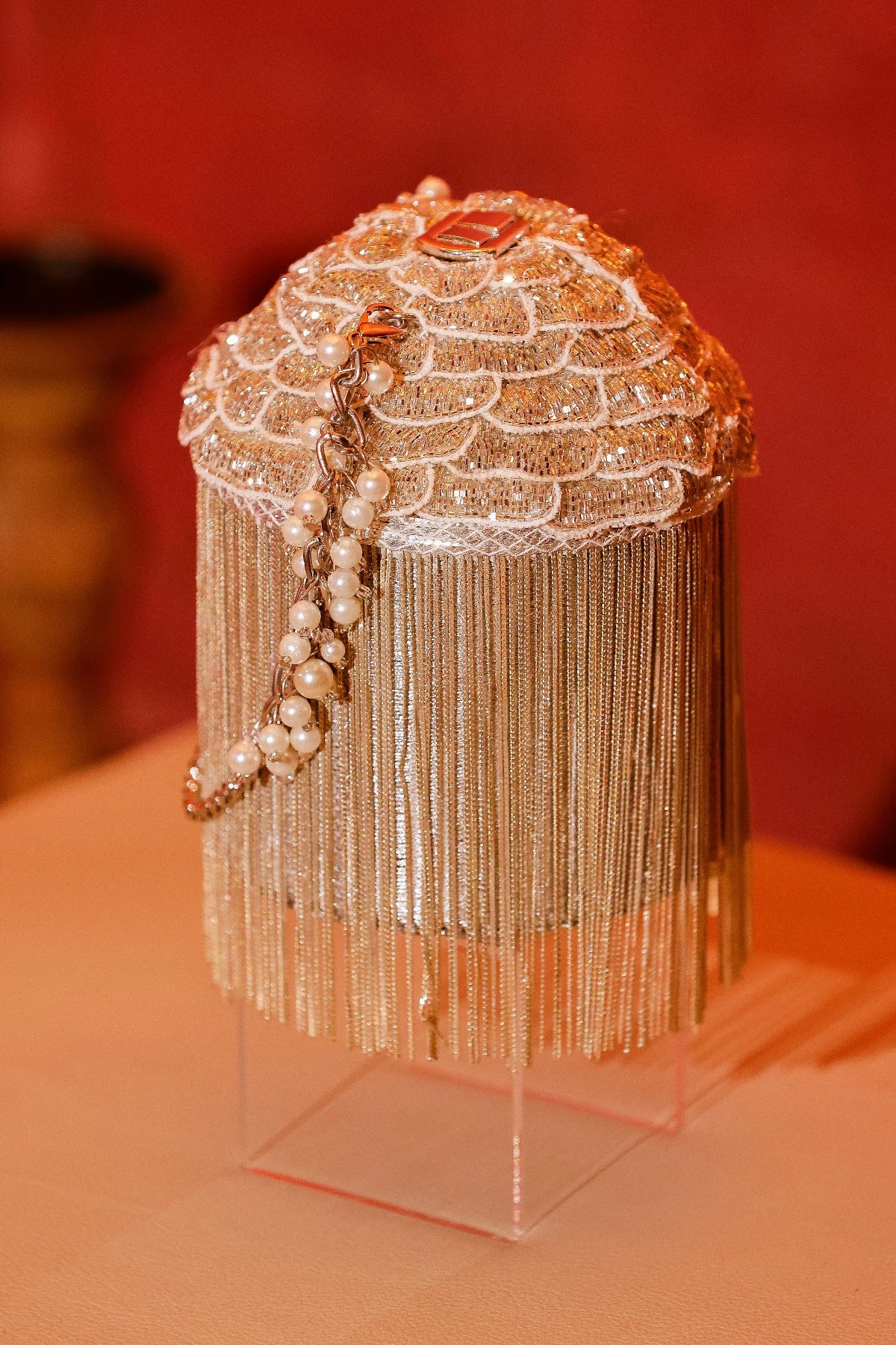Statement silver bucket bag for elegant occasion wear
