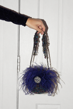 Royal blue evening purse designed for cocktail parties and festive celebrations