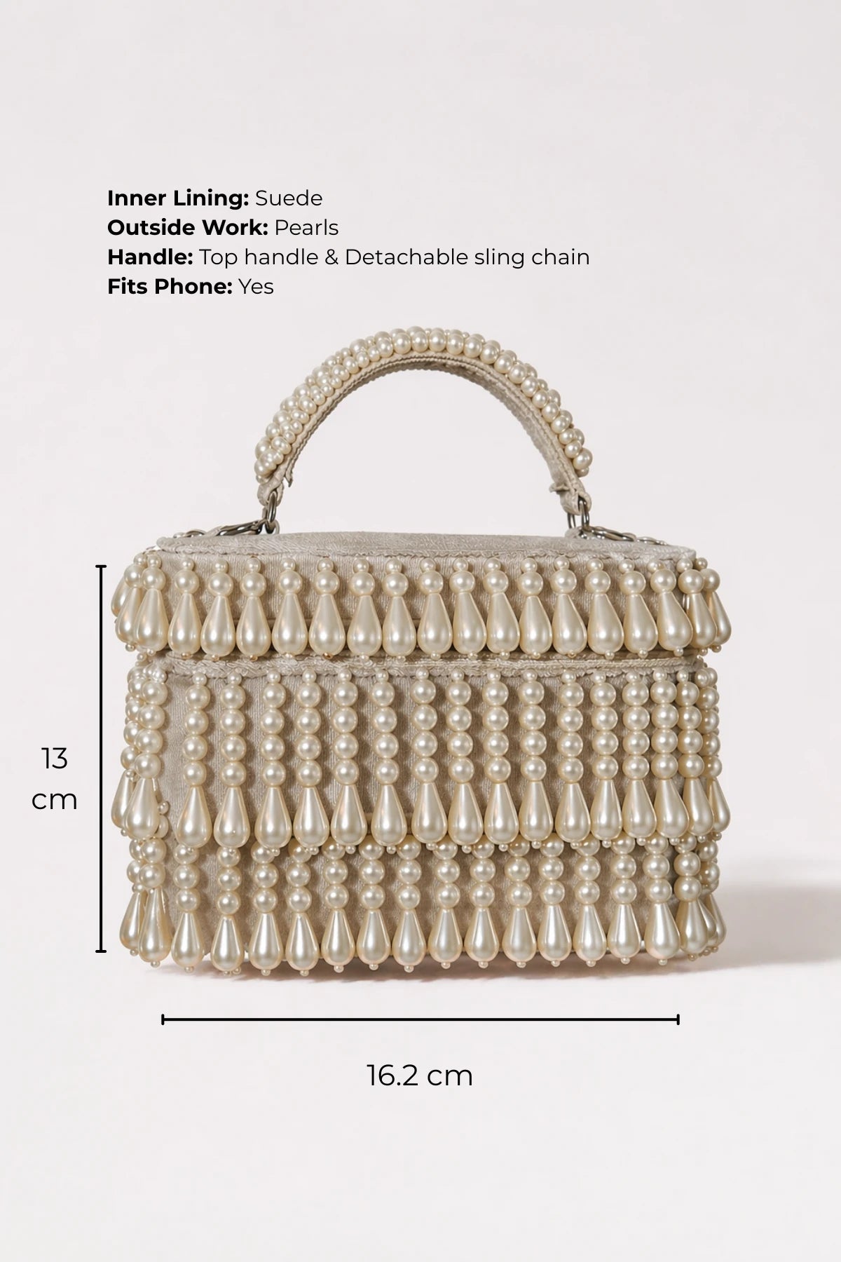 Vacation vanity bag for women with elegant pearl embellishments
