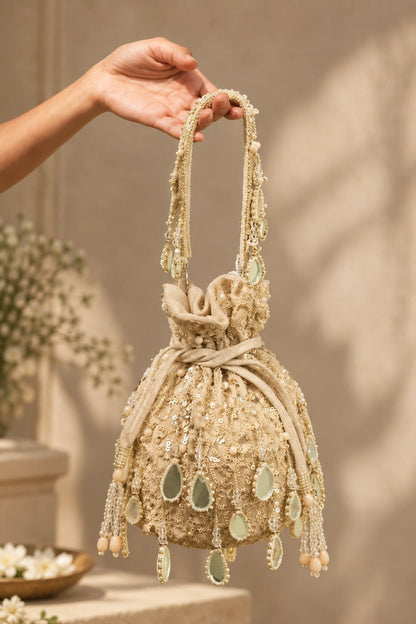 Golden haldi potli bag handcrafted for festive celebrations