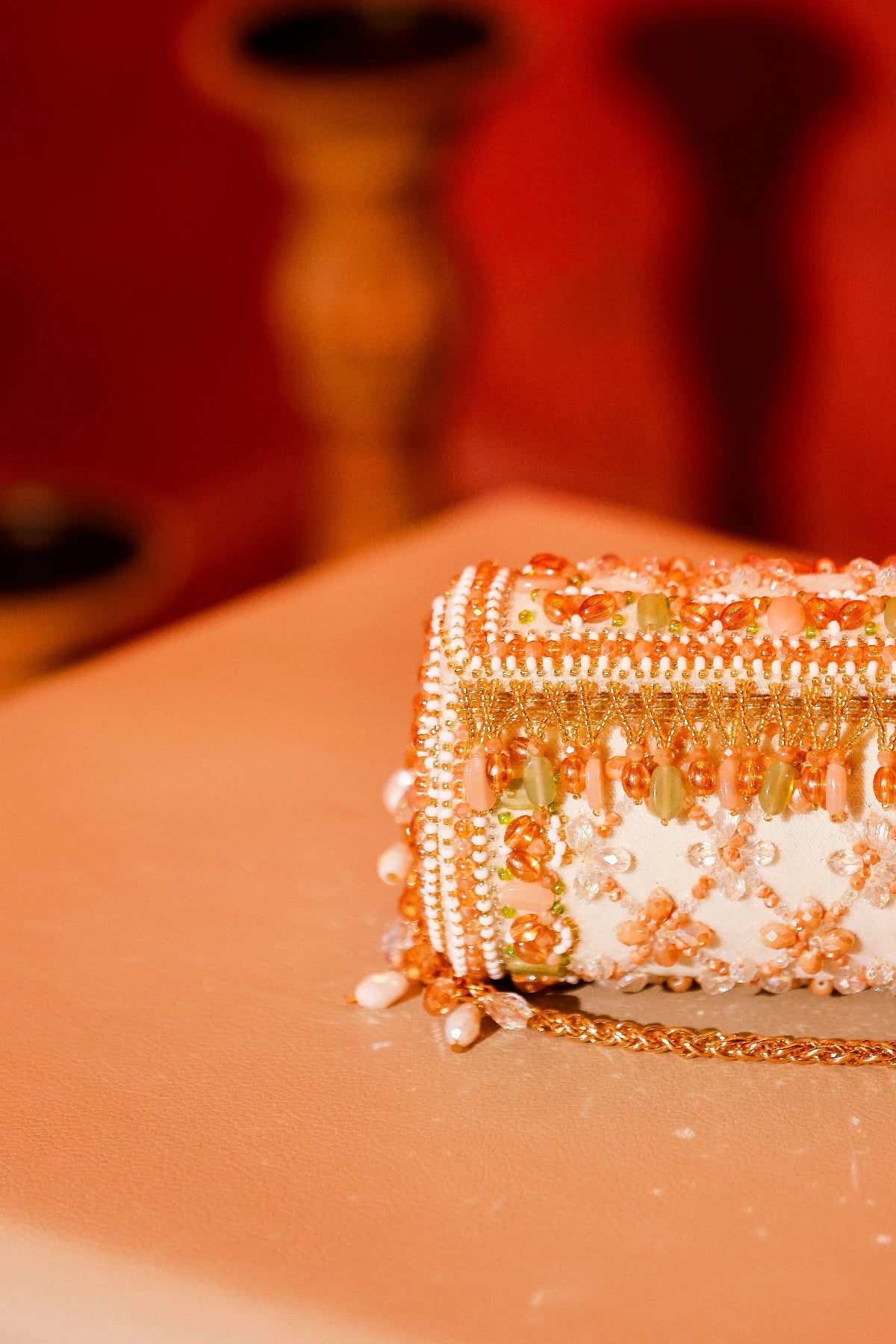 Designer clutch bag for wedding receptions and evening celebrations