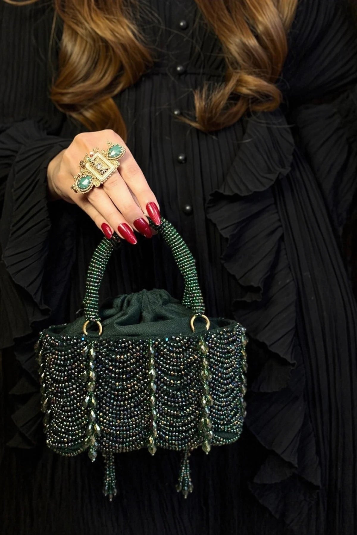 Wedding function clutch bag for women in green
