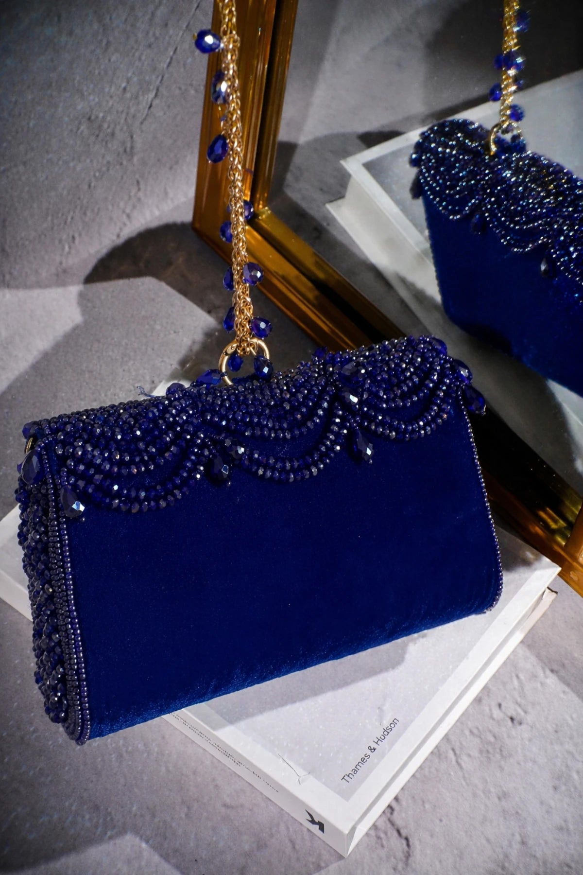 Blue wedding guest clutch bag for celebrations
