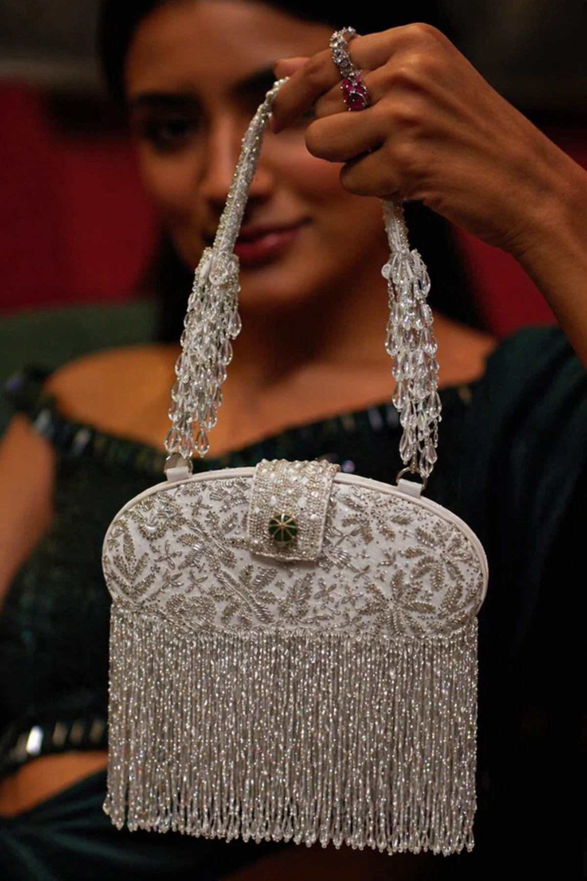 Silver wedding guest clutch bag for special occasions