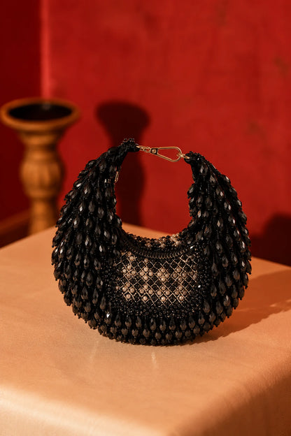 Black wedding guest hobo bag for elegant occasions
