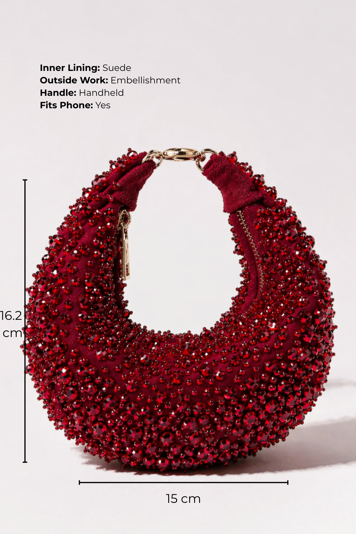 Wedding hobo bag for women in a rich red embellished design
