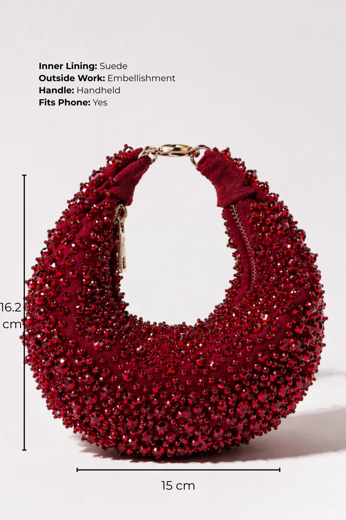 Wedding hobo bag for women in a rich red embellished design