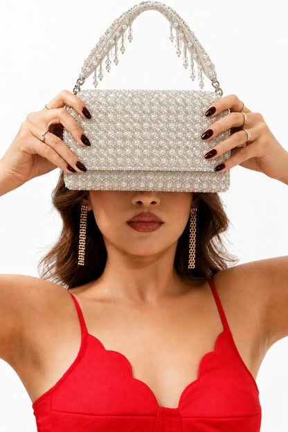 White shoulder bag for birthday parties and celebrations