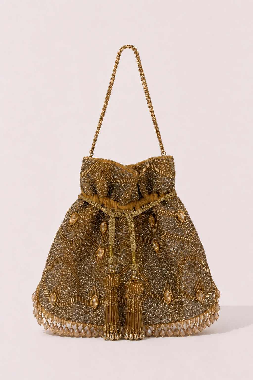 Zarmina wedding potli bag for women with bead embroidery and gemstone detailing