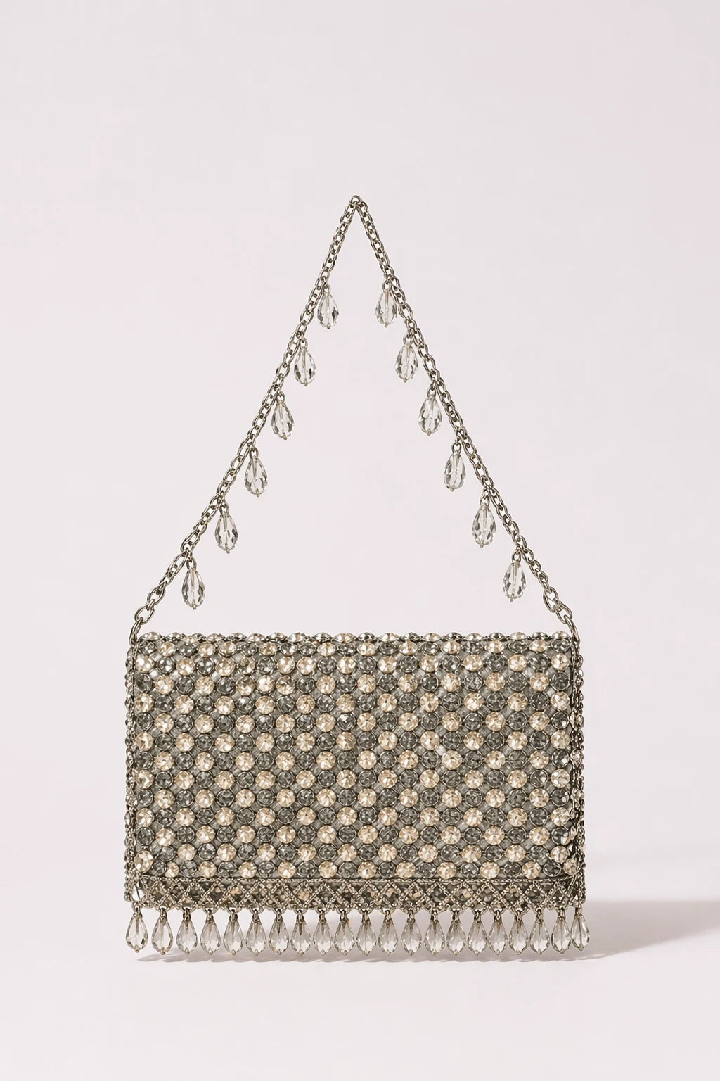 Ziya Silver Shoulder Bag with handcrafted silver bead embroidery